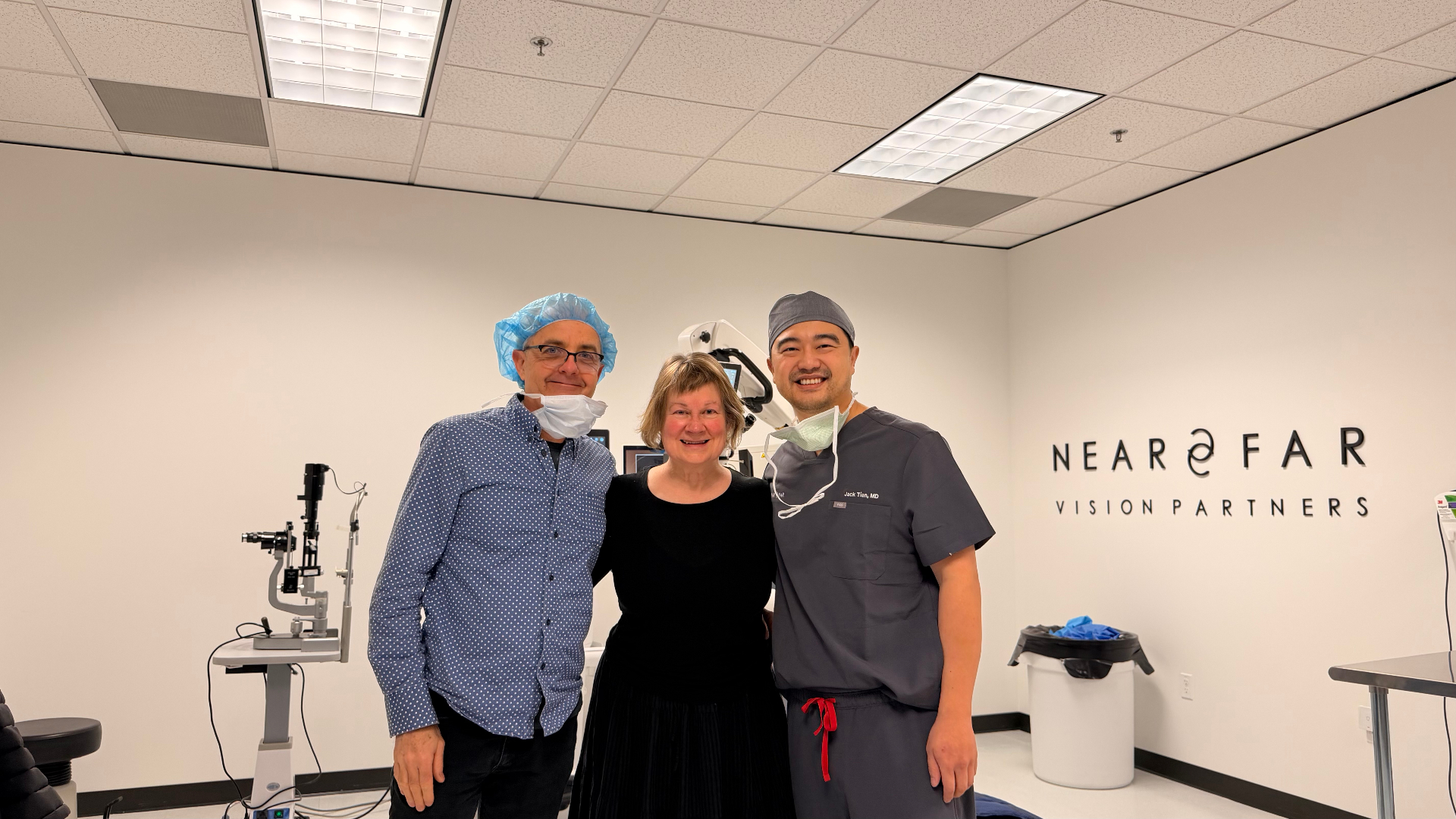 Happy patient with Dr. Jack Tian after vision surgery